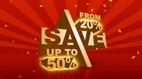 Huge agreement decrease ad for commerce employment with metal geometric numbers Stock Footage 130035323