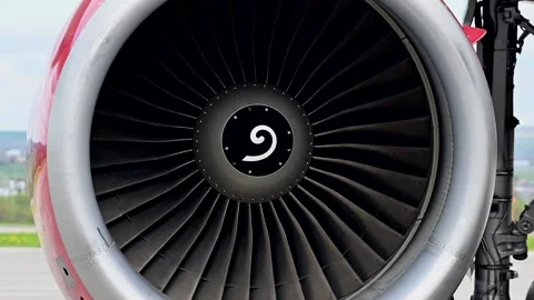 Huge Airplane Jet Engine Close Up View M Stock Video Pond