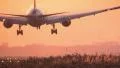 Huge Airplane landing at sunrise HD Footage