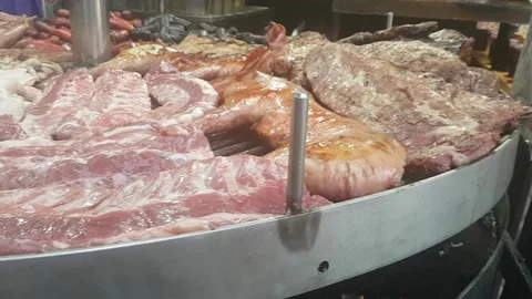 Huge amount of meat for BBQ Stock Footage 171618640