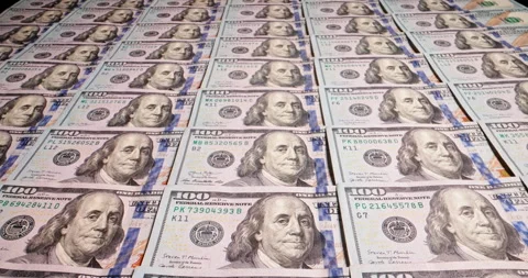 Huge amount of one hundred dollar bills. Many 100 american dollar bucks Stock-Footage 252196090