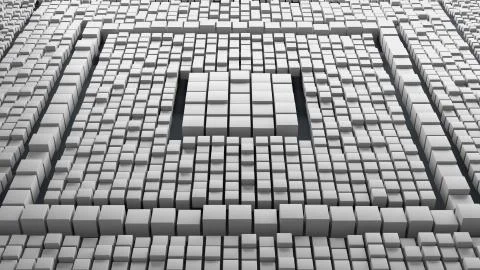 Huge amount of randomly moved cubes with different size. Stock Illustration