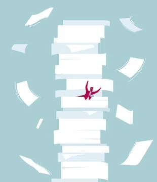 Huge amount of work. Isolated on blue background. Stock Illustration