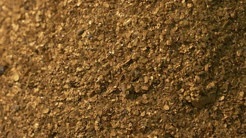Huge amounts of valuable gold material mined at the industrial ore quarry Video stock 229932186
