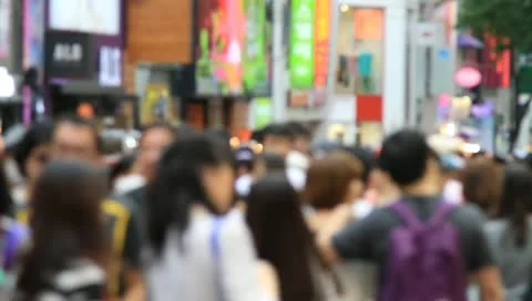 Huge anonymous crowds on street Stock Footage 11045672