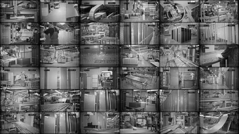A huge array of images from surveillance cameras from factory Vídeo Stock 108349854