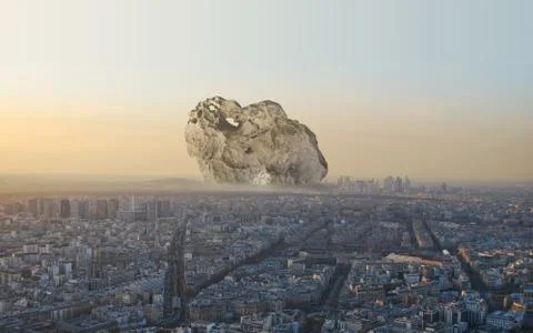 A huge asteroid falling to the ground. Stock Photos