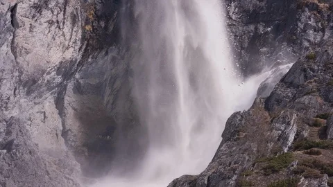 Huge avalanche falling from a cliff, danger, destruction strength,nature, wild Video stock 88251504