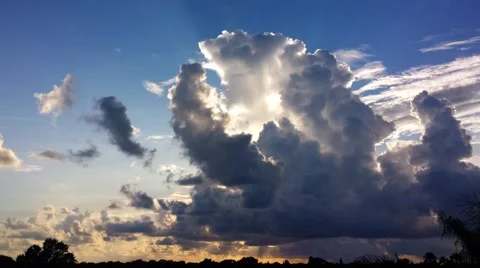 A huge, backlit distant storm cloud at sunset (2160p 60fps) Video stock 68331986
