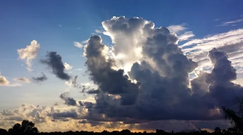 A huge, backlit distant storm cloud at sunset (2160p 24fps) Stock Footage 68331996