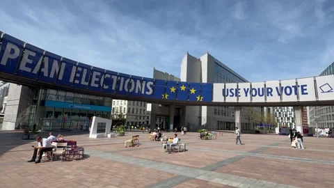 Huge Banner with Text Use Your Vote of European  Elections Stock Footage 279061194