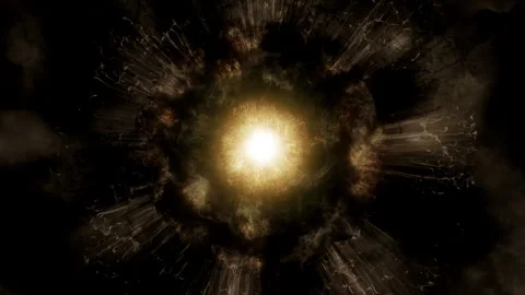 Huge big cosmic explosion like a supernova in space with bright star core at the 库存影片 241704828