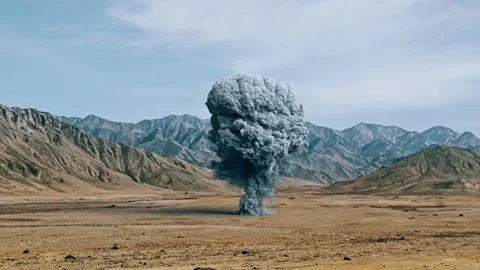 Huge bomb explosion with a mushroom cloud, weapon of mass destruction Stock Footage 272270206