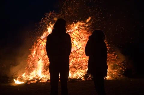 Huge bonfire with easter Stock Photos