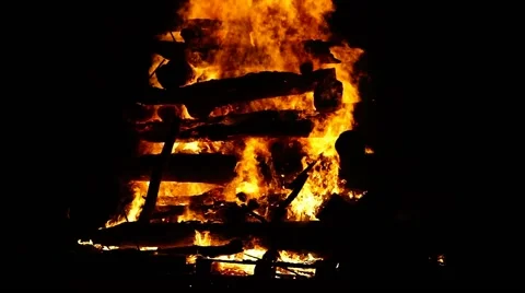Huge Bonfire At Night Video stock 61325820