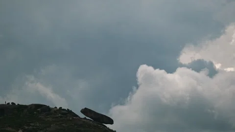 A huge boulder on the edge of the mountain Stock-Footage 257363145