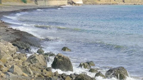 Huge boulders on the beach, close up Stock Footage 68157146