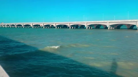 The huge bridge of Progreso in Mexico Stock Footage 145848298