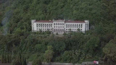 A huge building in the mountain forests. Stock Footage 150107832