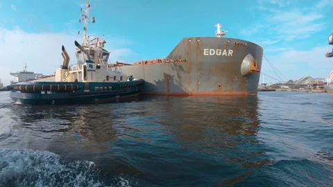 Huge bulk carrier Edgar  Stock Footage 92536316
