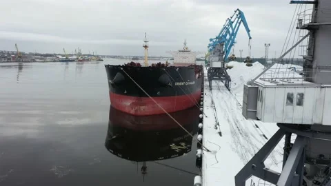 Huge Bulk Carrier Ship Docked Stock Footage 150262933