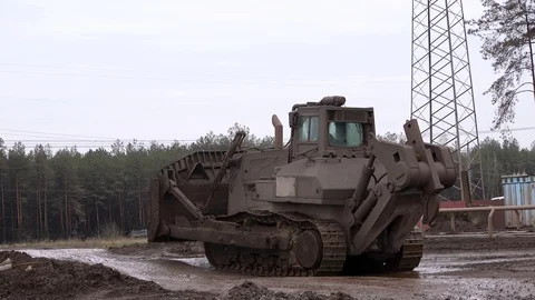 Huge bulldozer 1 Stock Footage 99179063