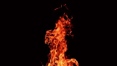 Huge burning fire with tiny sparkles flying up quickly. Video stock 253601119