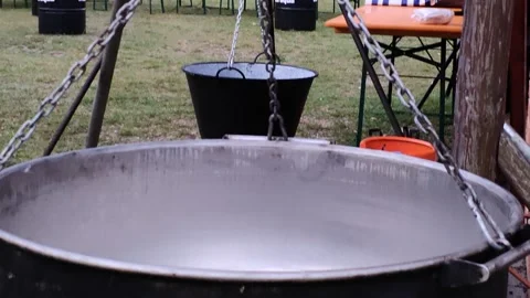 Huge camping pot Video stock 286806955