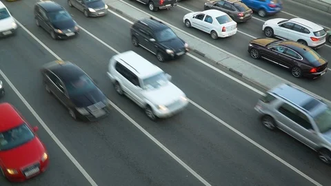 Huge Car Traffic on a City Highway Timelapse Motion Stock Footage 91708341