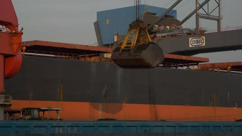  Huge cargo crane in port. Stock Footage 130064986