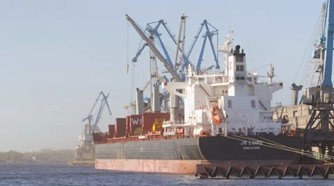 Huge cargo ship Stock Footage 38633253