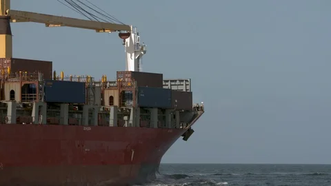 A huge cargo ship sailing in the ocean Stock Footage 117753671