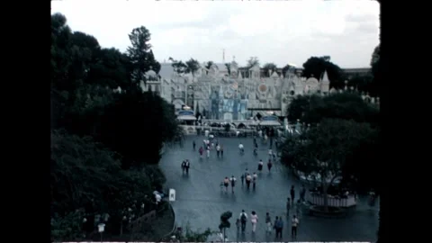 Huge castle in a fun park Stock Footage 276289758
