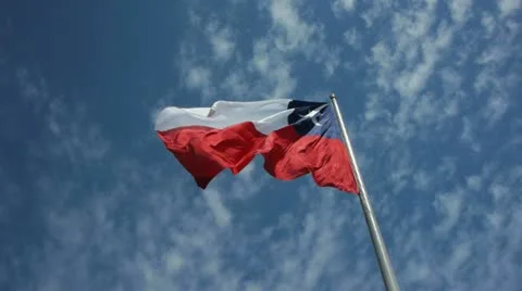 Huge Chilean flag blows in the wind Stock Footage 10836155