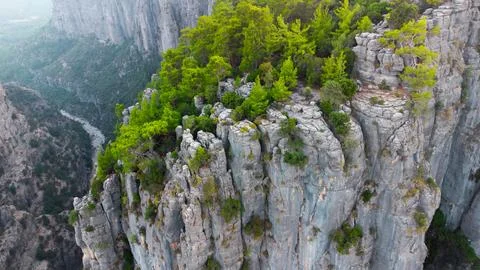 Huge cliffs with forest at summer. Beautiful nature miracle in Turkey. National Stock Photos