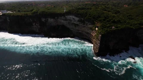 Huge cliffs next to the ocean Stock Footage 194413368