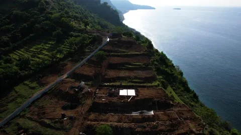 Huge cliffs next to the ocean Stock Footage 197928306