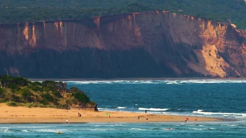 Huge cliffs overlooking Anglesea i south-east Australia. Stock Footage 87634476