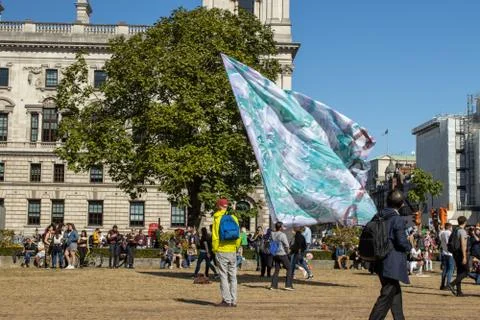 Huge climate change flag Stock Photos