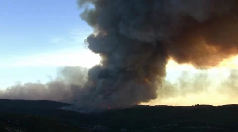 Huge cloud of smoke sunset Stock Footage 962051