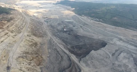 Huge Coal Mining Pit and Machines Stock Footage 115953458