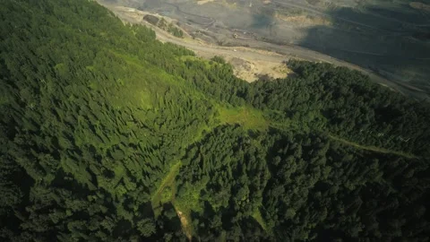 A huge coal quarry in the forest Stock Footage 145292591