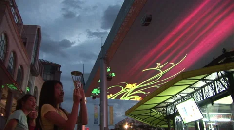 Huge Coke bottle, LCD Screen, Beijing, China Stock Footage 57405356