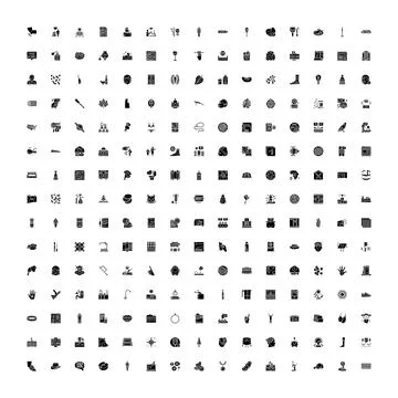 Huge collection of diverse solid black glyph icons Illustrazione stock
