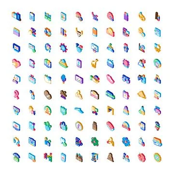 Huge collection isometric icons different concepts technologies イラスト素材