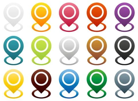 Huge collection of map pointers, end (start) of route or other special point Stock Illustration