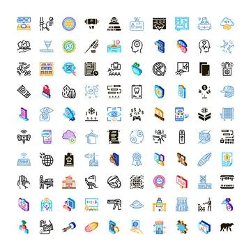 Huge collection of modern digital technology icons Stock Illustration