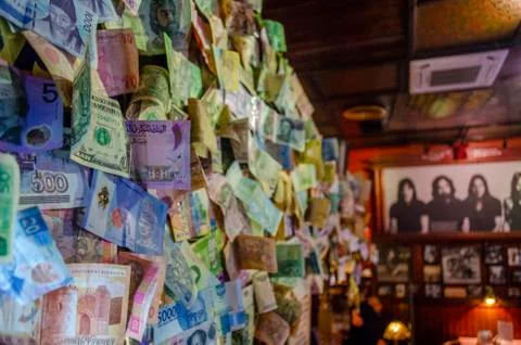 Huge collection of multiple currency from different country with symbol and p Stock Photos