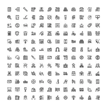 Huge collection of pixel perfect line icons イラスト素材
