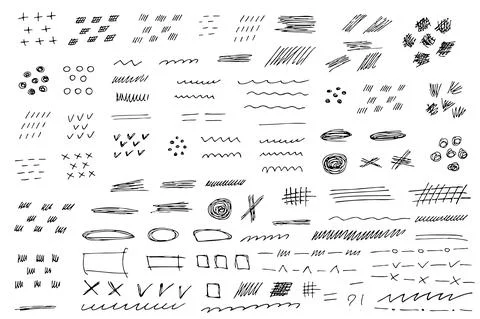Huge Collection of scribble design element of sketch underlines, ignes and Stock Illustration
